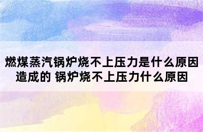 燃煤蒸汽锅炉烧不上压力是什么原因造成的 锅炉烧不上压力什么原因